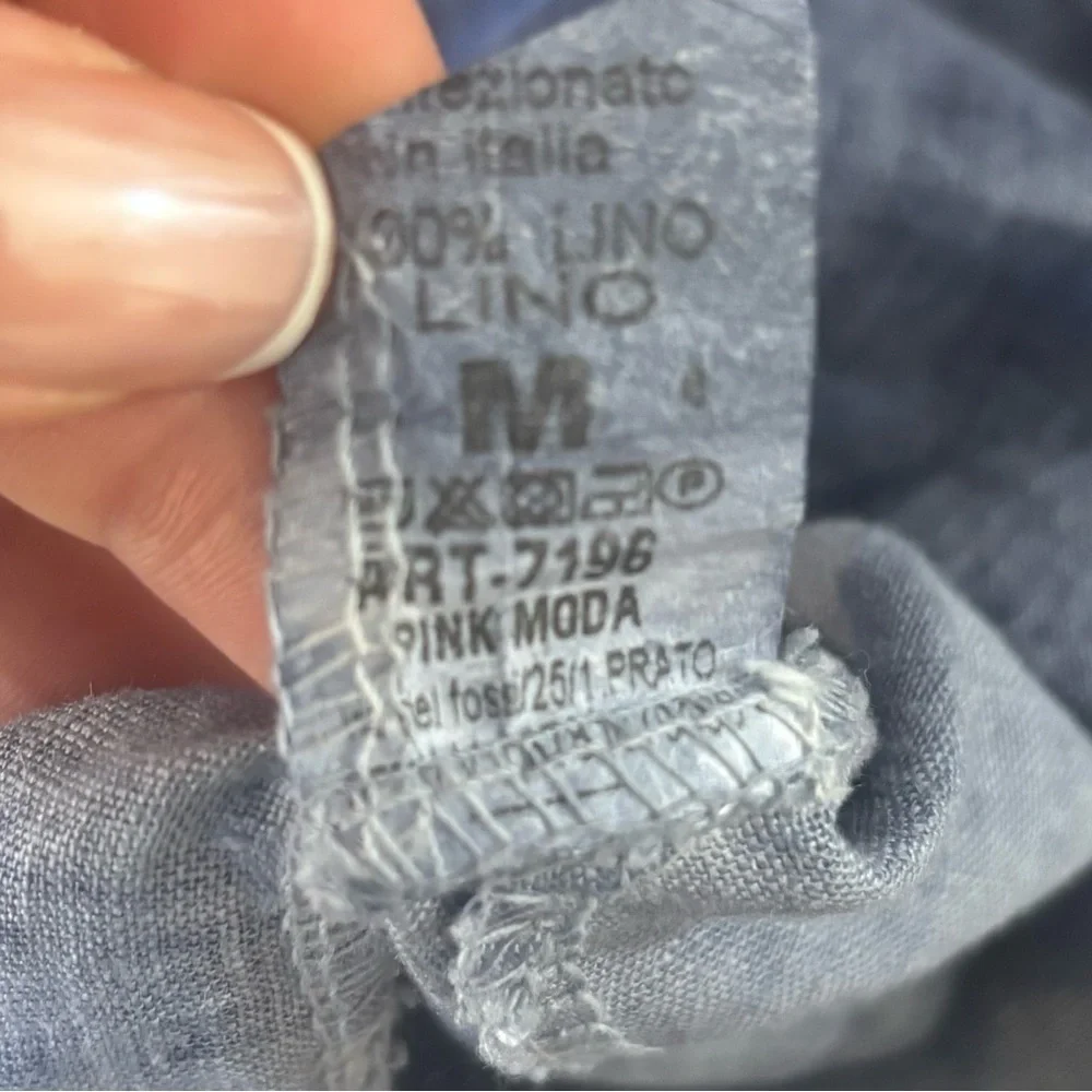 100% Linen Made in Italy Midi Sleeveless Blue Linen Shift Dress Sz M Unbranded - Picture 2 of 12